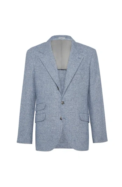 Brunello Cucinelli Check Deconstructed Blazer In Blue