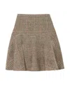 Brunello Cucinelli Check-pattern A-line Wool Skirt In Beige And Multicolour