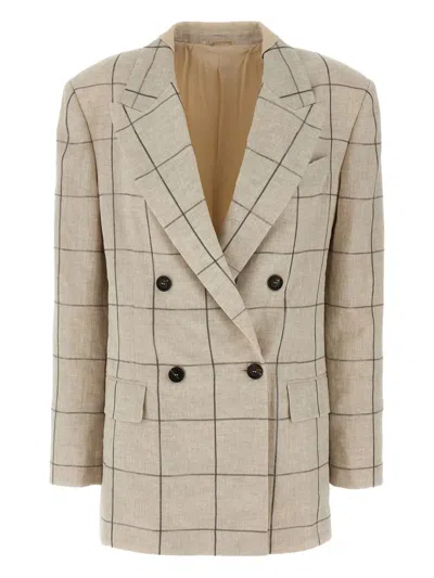 BRUNELLO CUCINELLI CHECK-PATTERN BLAZER