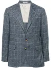 Brunello Cucinelli Check-pattern Blazer In Blue