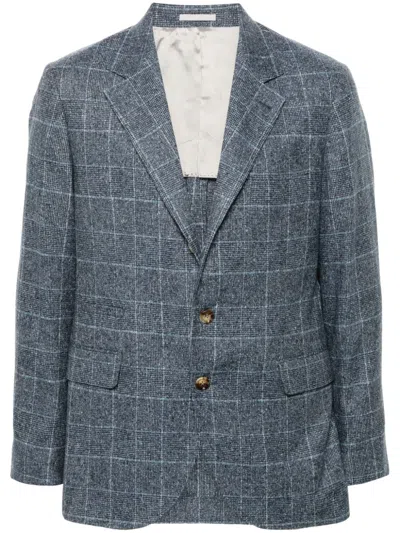 Brunello Cucinelli Check-pattern Blazer In Gray