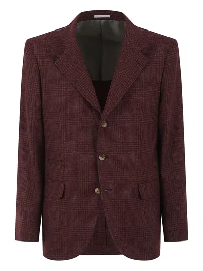 Brunello Cucinelli Check-pattern Blazer In Red