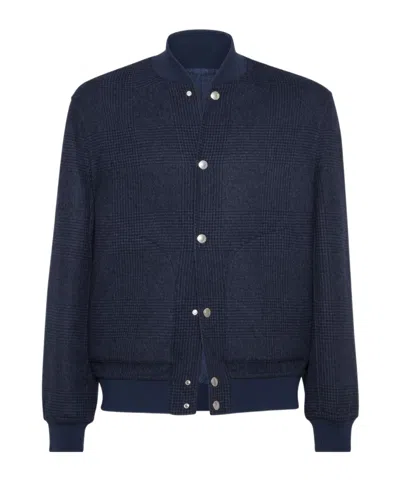 BRUNELLO CUCINELLI CHECK-PATTERN BOMBER JACKET