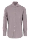 Brunello Cucinelli Check-pattern Cotton Shirt In Brown