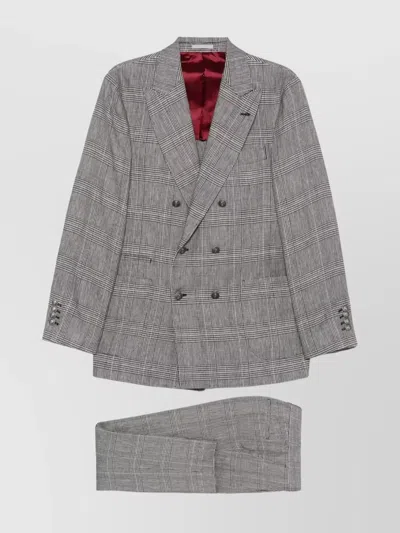 Brunello Cucinelli Check Pattern Double-breasted Suit