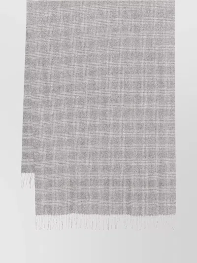 Brunello Cucinelli Check Pattern Fringed Edge Scarf