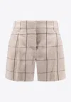 Brunello Cucinelli Shorts In Lino Con Ricamo Paillettes