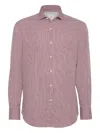 Brunello Cucinelli Man Shirt Burgundy Size M Cotton In Animal Print