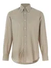 Brunello Cucinelli Long Sleeve Button-down Collar Check Shirt In Neutral