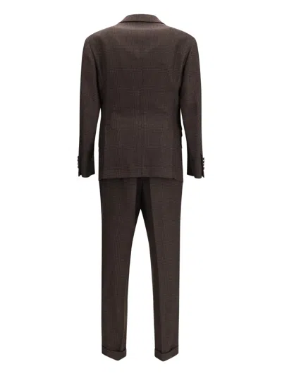 Brunello Cucinelli Check-pattern Suit In Brown