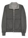Brunello Cucinelli Check-pattern Zip-up Bomber Jacket In Gray