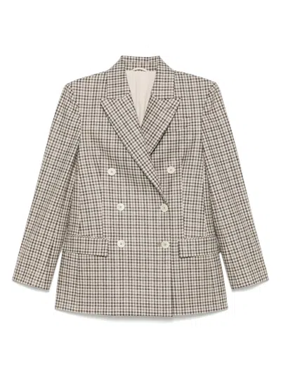 Brunello Cucinelli Check-print Blazer In Gray