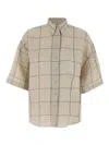 Brunello Cucinelli Checked Short-sleeved Shirt In Neutral