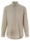 Brunello Cucinelli Long Sleeve Button-down Collar Check Shirt In Neutral