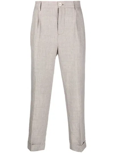 Brunello Cucinelli Check Straight-leg Trousers In Brown