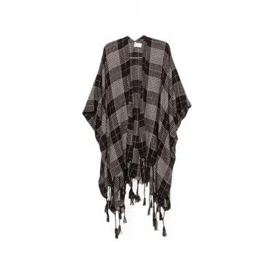 Brunello Cucinelli Check Tassel-trimmed Ponchos In Gray