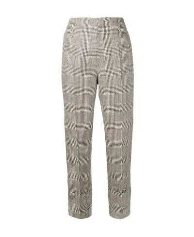 Brunello Cucinelli Check Trousers In Gray