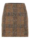 Brunello Cucinelli Mini Skirt With Prince Of Wales Embroidery In Brown