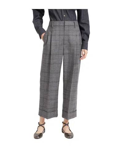 Brunello Cucinelli Check Wool Cropped Trousers