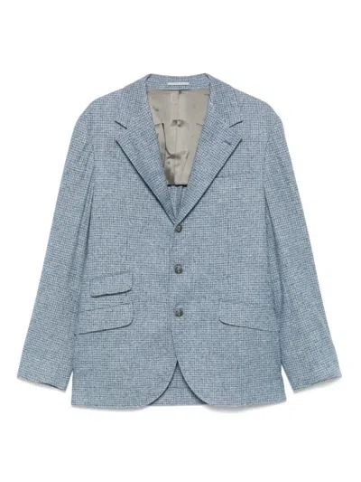 Brunello Cucinelli Checked Blazer In Blue