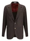 Brunello Cucinelli Prince Of Wales Wool Blazer In Brown