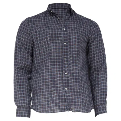 Pre-owned Brunello Cucinelli Checked Button-down Shirt In Multicolor Linen In Black