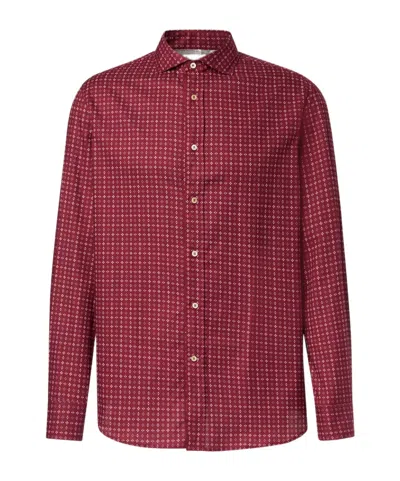 Brunello Cucinelli Checked Cotton Poplin Shirt In Brown