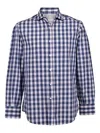 Brunello Cucinelli Checked Cotton Shirt In Blue