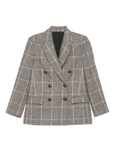 BRUNELLO CUCINELLI CHECKED DOUBLE-BREASTED BLAZER