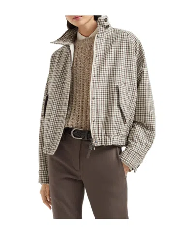 Brunello Cucinelli Checked Flannel Jacket In Multi