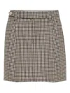 Brunello Cucinelli Checked Virgin Wool Flannel Miniskirt In Neutral