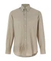 Brunello Cucinelli Long Sleeve Button-down Collar Check Shirt In Neutral