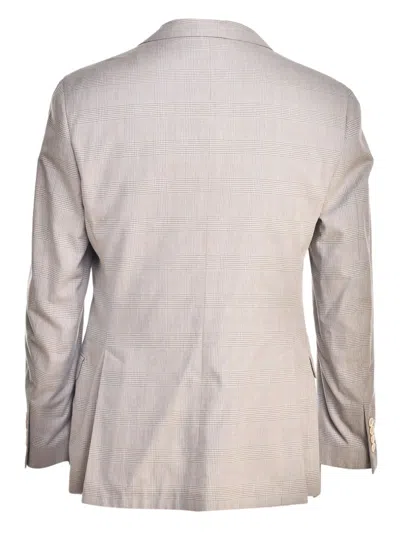 Brunello Cucinelli Checked-pattern Blazer In Gray