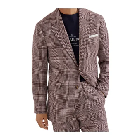 Brunello Cucinelli Checked-pattern Blazer In Burgundy
