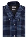 Brunello Cucinelli Checked Shirt In Blue