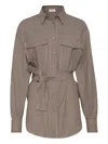 Brunello Cucinelli Checked Virgin Wool Overshirt In Brown