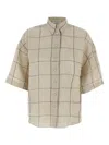 Brunello Cucinelli Checked Short-sleeved Shirt In Neutral