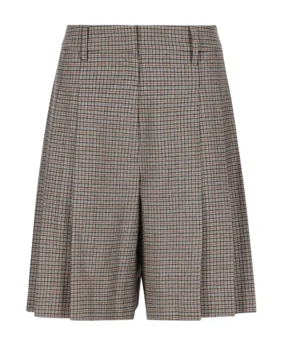 Brunello Cucinelli Checked Shorts In Gray