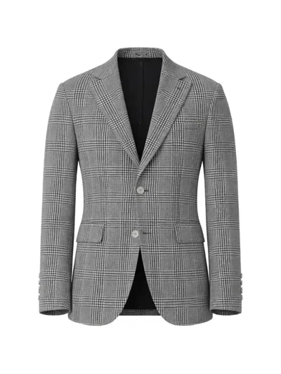 Brunello Cucinelli Checked Single-breasted Jacket In Gray