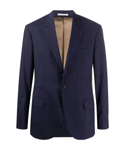 Brunello Cucinelli Checked Single-breasted Blazer In Blue