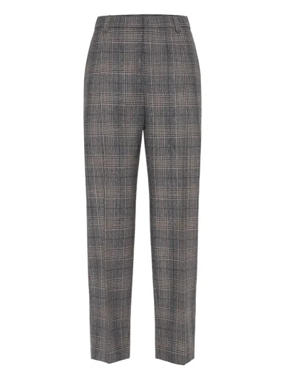 Brunello Cucinelli Checked Trousers In Gray
