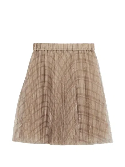 Brunello Cucinelli Kids' Checked Tutu Skirt In Neutrals
