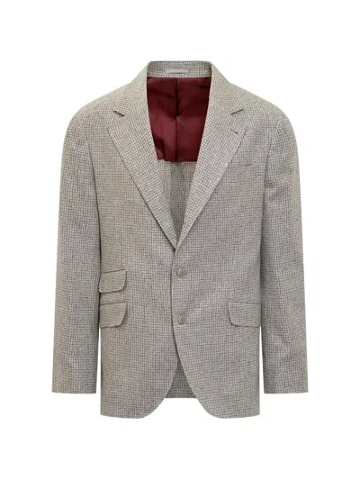 Brunello Cucinelli Checked Two-button Suit In Brown