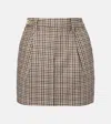 Brunello Cucinelli Checked Virgin Wool Flannel Miniskirt In Neutral