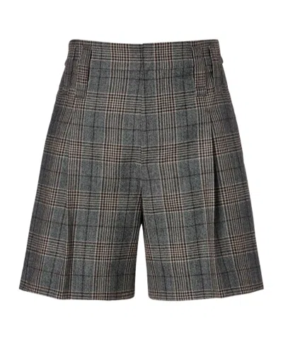 Brunello Cucinelli Checked Virgin Wool Shorts In Black