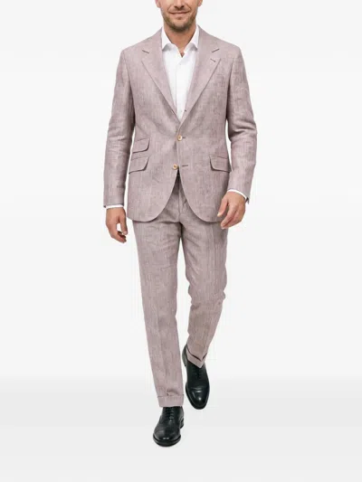 Brunello Cucinelli Checked-pattern Suit In Purple