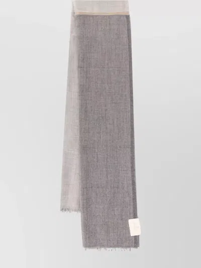 Brunello Cucinelli Checkered Cashmere Scarf With Frayed Fringed Edges