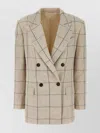 Brunello Cucinelli Checkered Double-breasted Blazer With Embroidery
