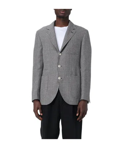 Brunello Cucinelli Checkered Suit Jacket In Grey