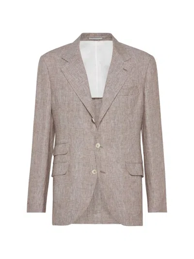 Brunello Cucinelli Check-pattern Blazer In Brown